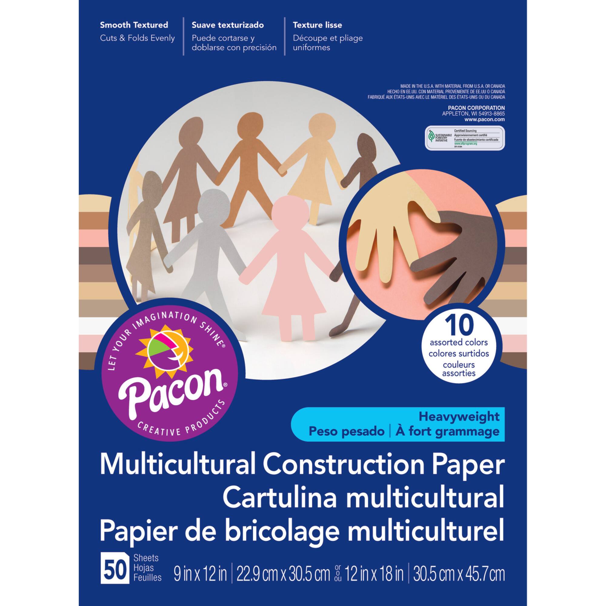 Pacon Multi-Cultural Construction Paper, 50 Sheets, 9" x 12"